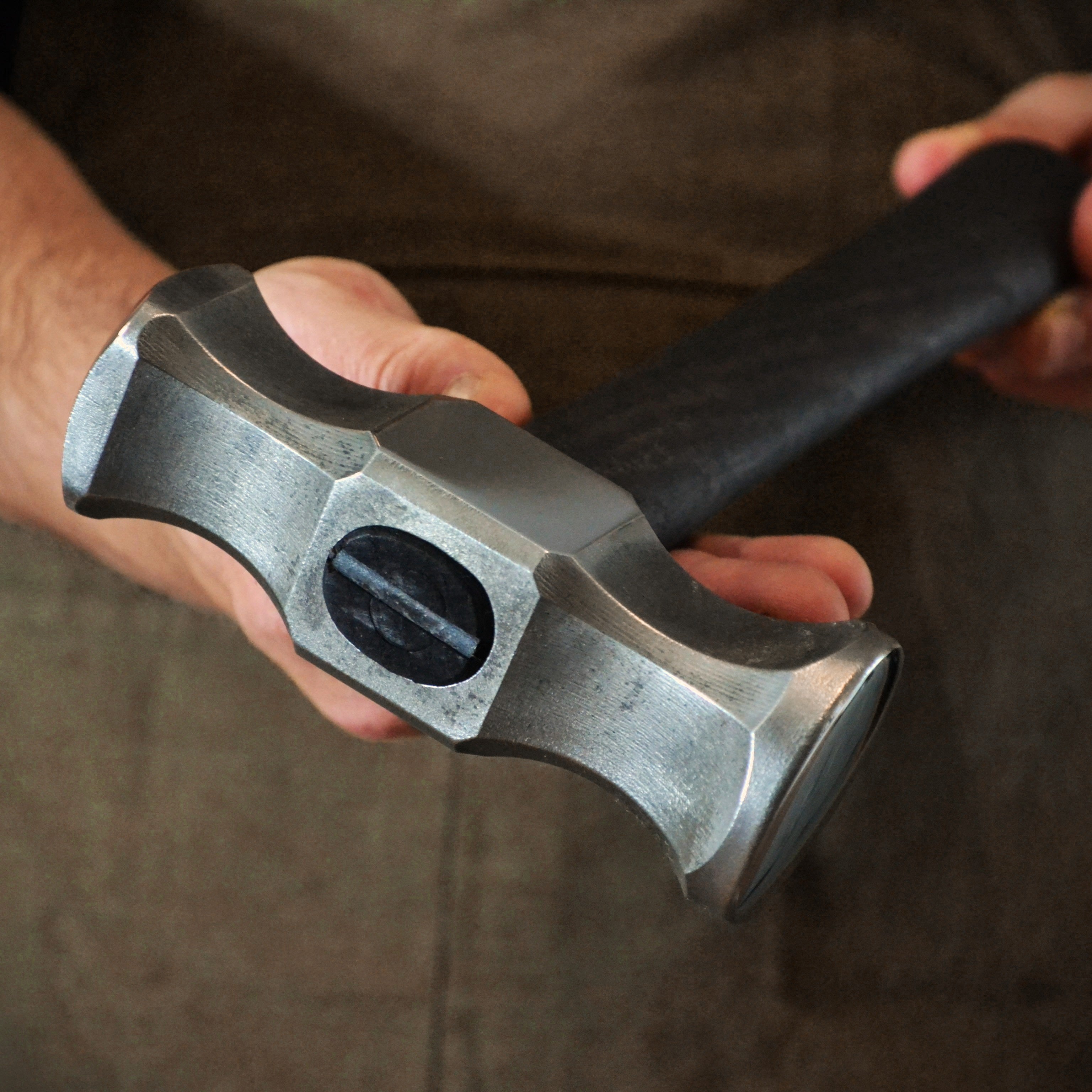 Professional Blacksmith Rounding Hammer – 2lb Forged Steel Hammer | Double-Faced Tool for Forging & Shaping
