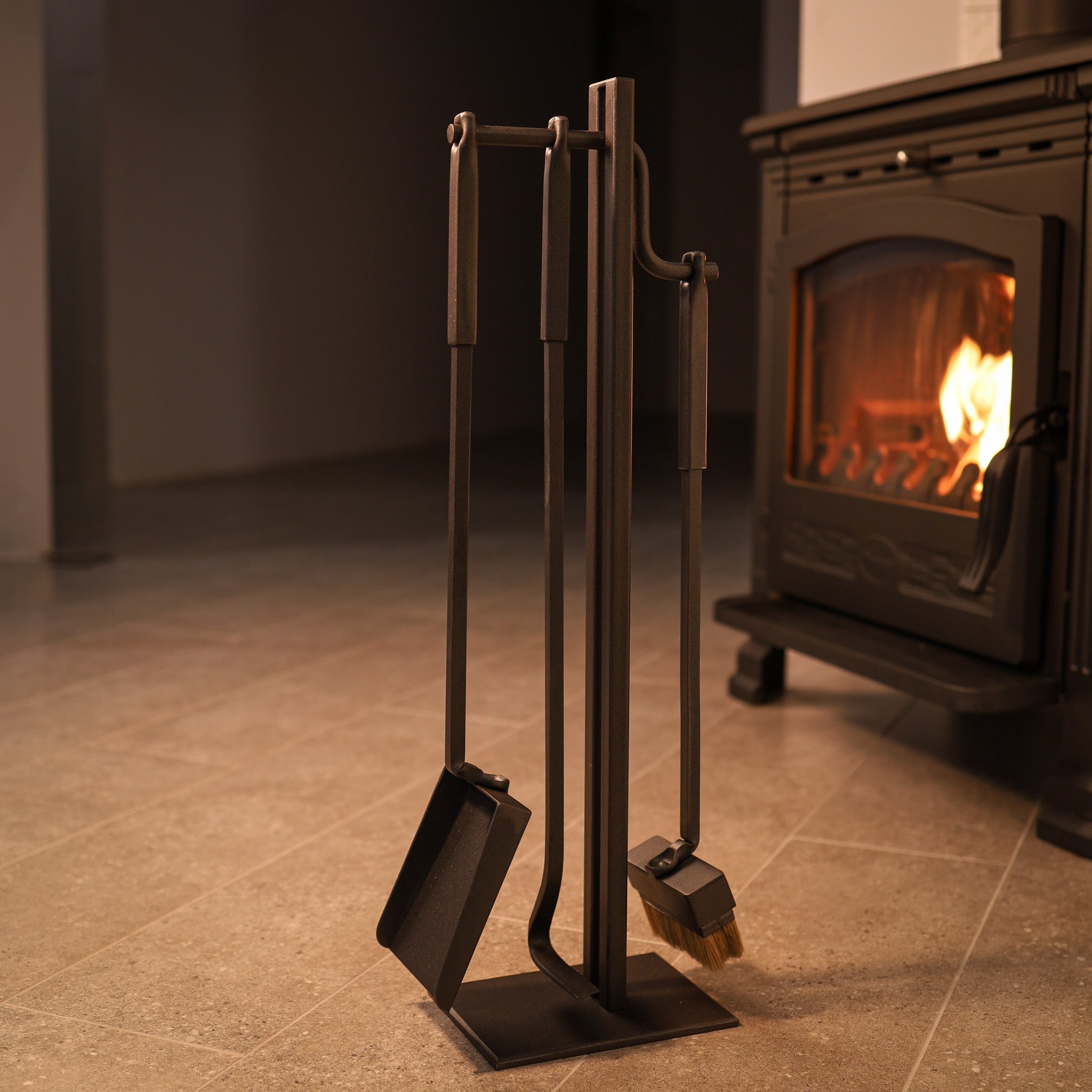 Fireplace Tool Set – Hand Forged Fireplace Accessories - StrictBlacksmith