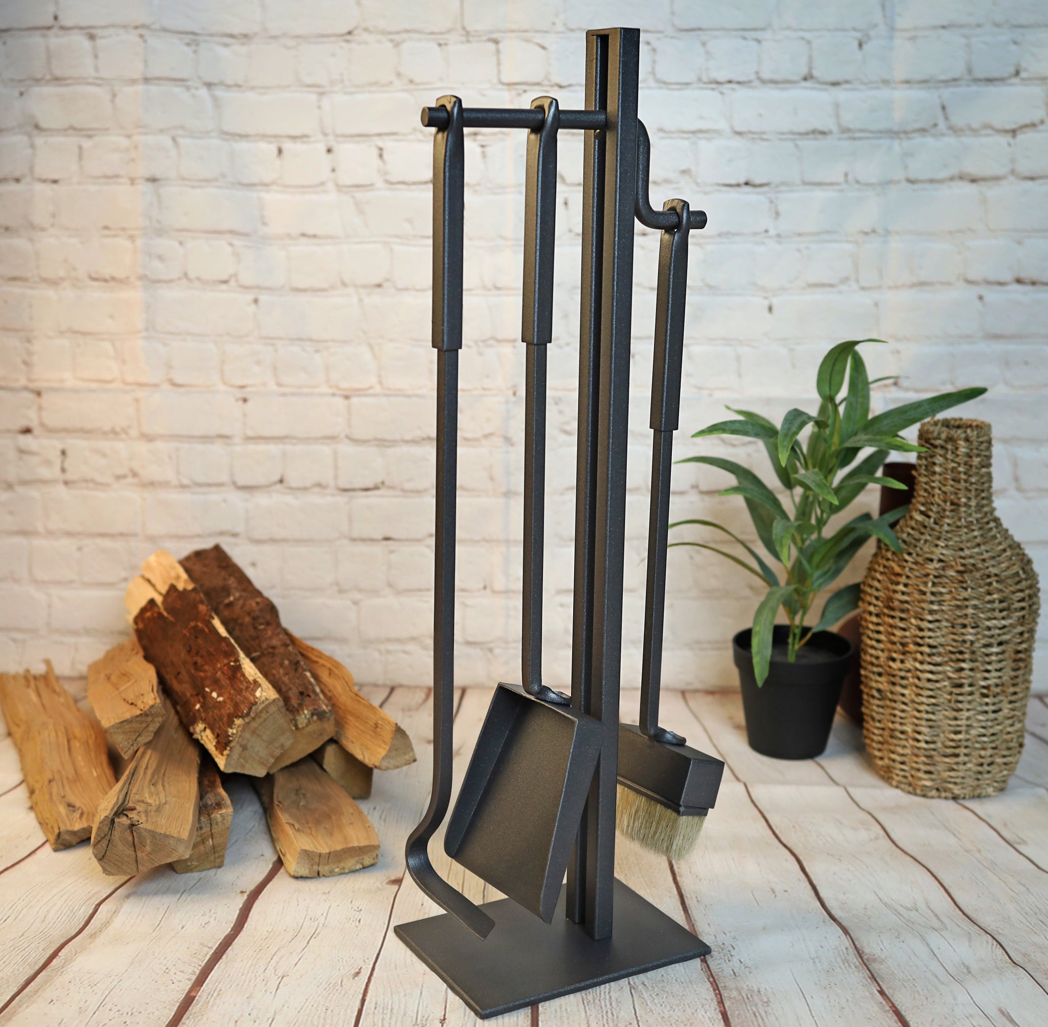 Fireplace Tool Set – Hand Forged Fireplace Accessories - StrictBlacksmith