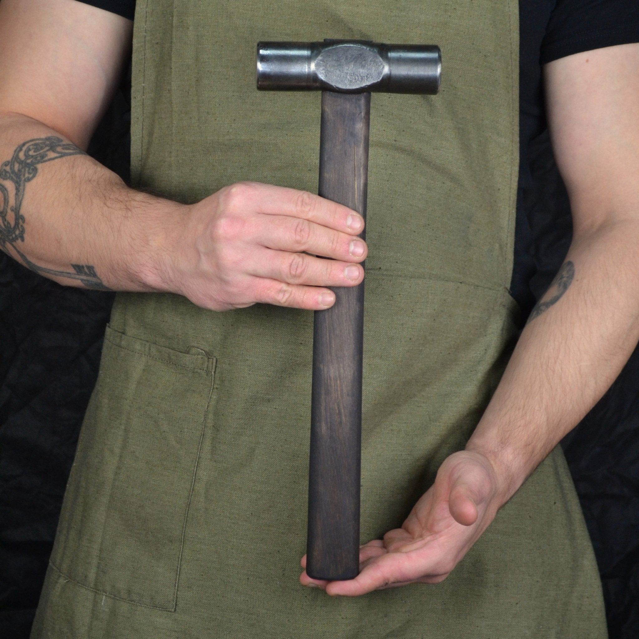 Hand-forged planishing hammer - Double headed round hammer for blacksmith - StrictBlacksmith