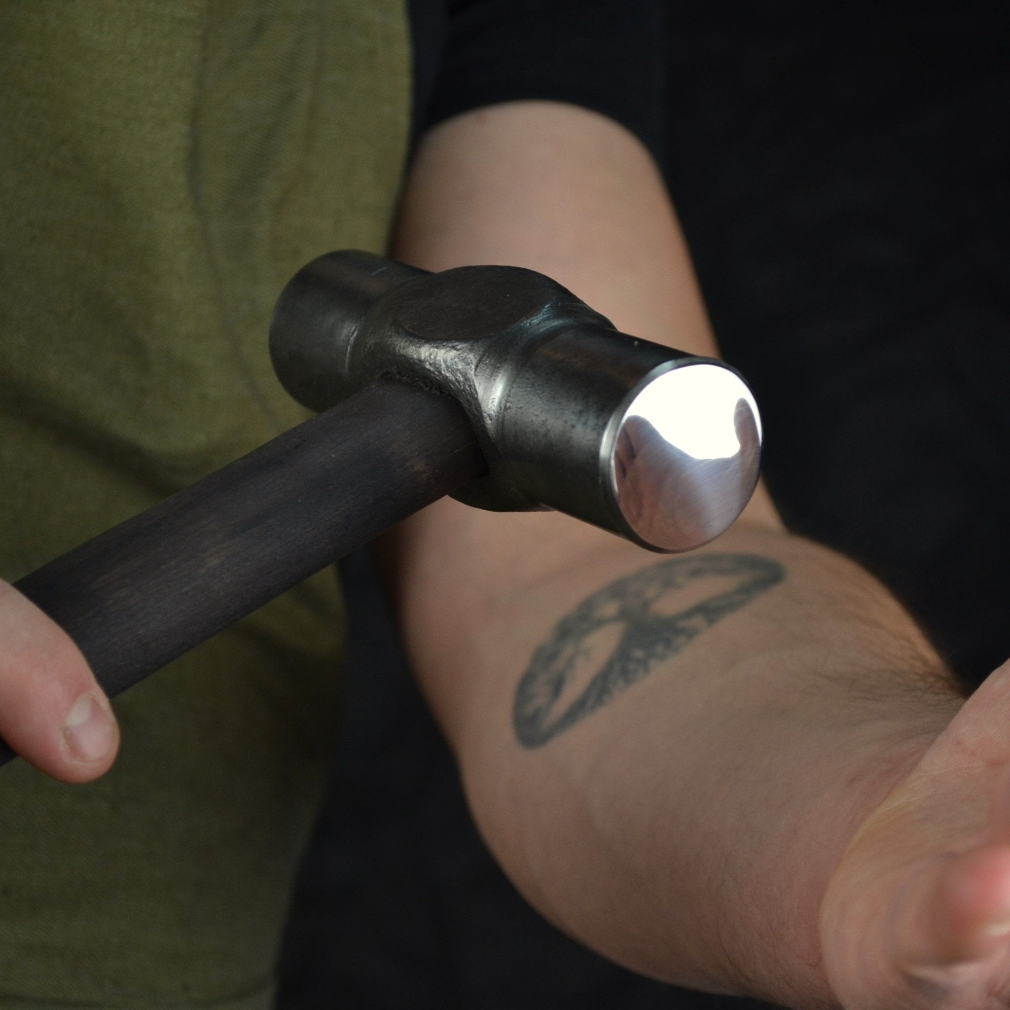 Hand-forged planishing hammer - Double headed round hammer for blacksmith - StrictBlacksmith