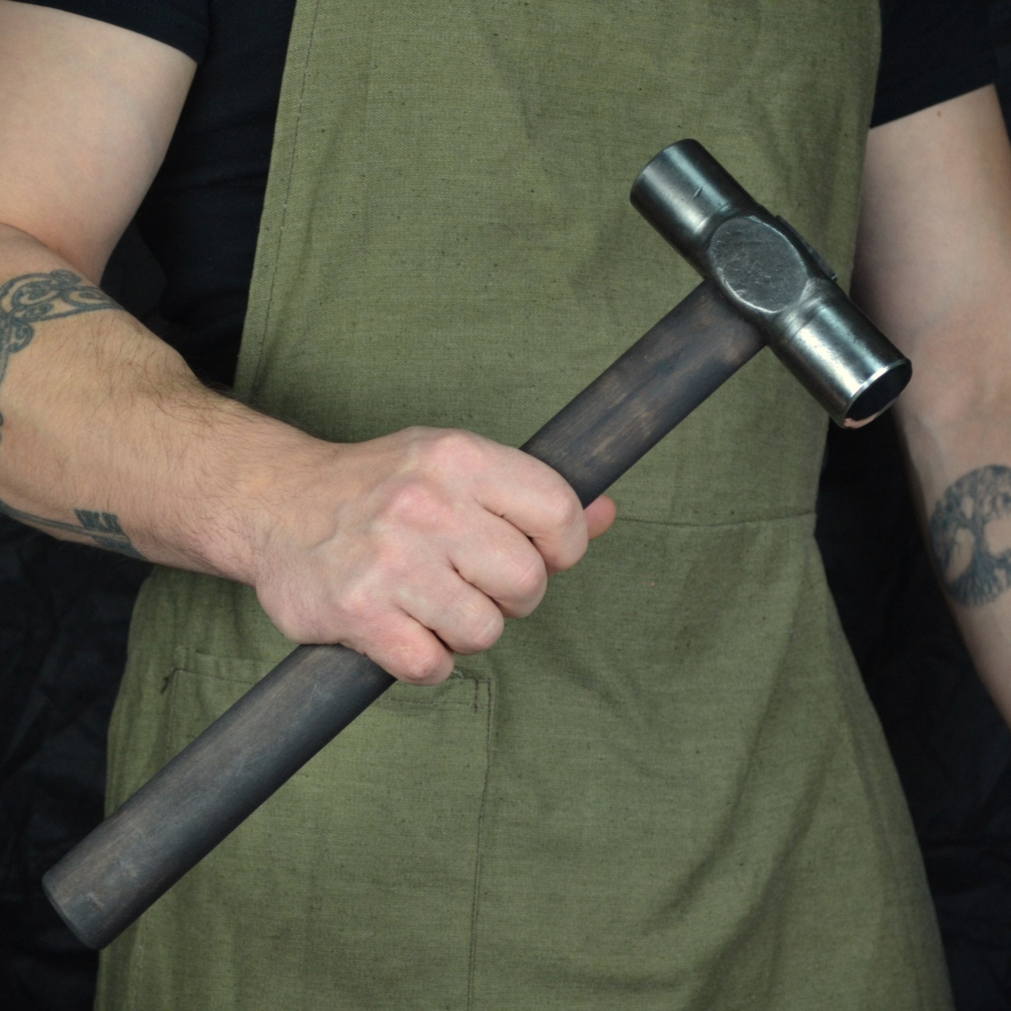 Hand-forged planishing hammer - Double headed round hammer for blacksmith - StrictBlacksmith