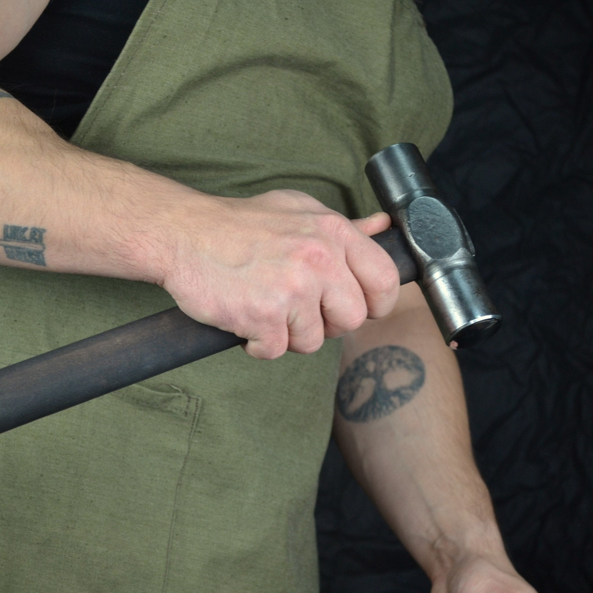 Hand-forged planishing hammer - Double headed round hammer for blacksmith - StrictBlacksmith