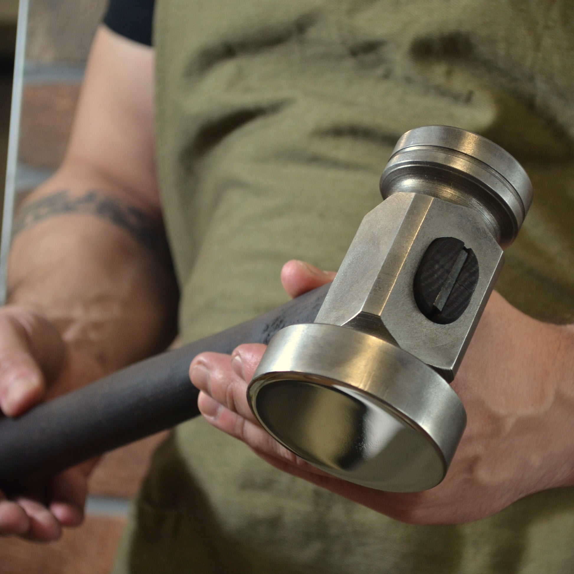 Blacksmith Flatter Hammer: Forged AISI 1045 Steel, Oiled Ash Handle