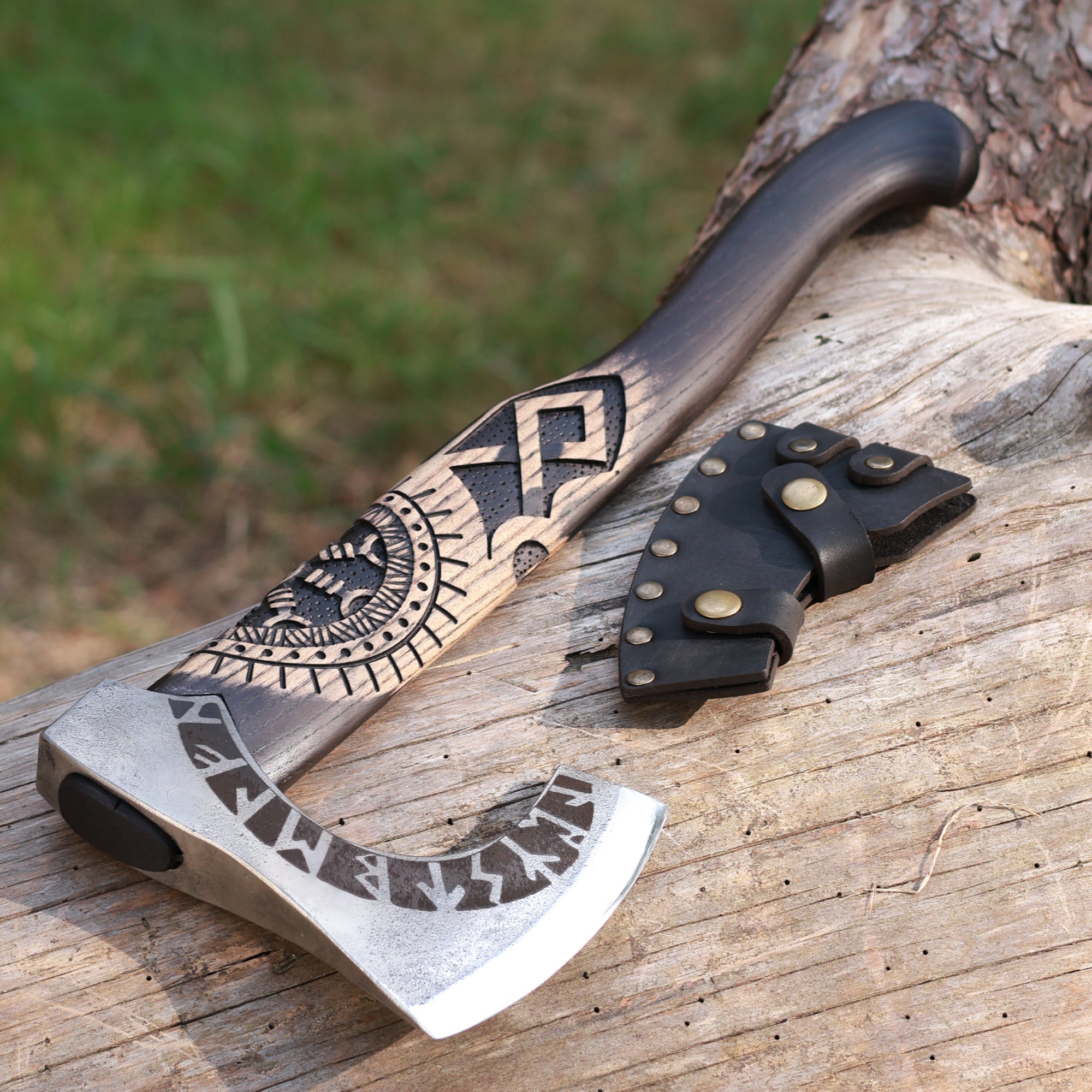 Hand forged axe “OTHALA” with leather cover