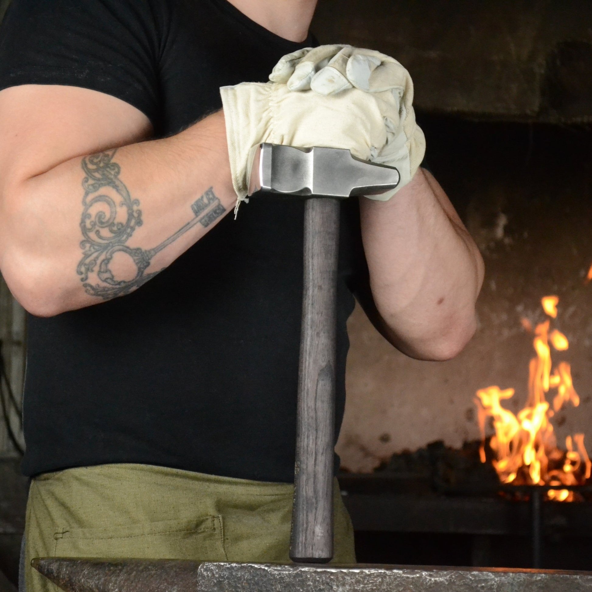 Blacksmith Cross Peen Hammer – Hand Forged AISI 1080 High Carbon Steel – 3lbs – 54–55 HRC - StrictBlacksmith