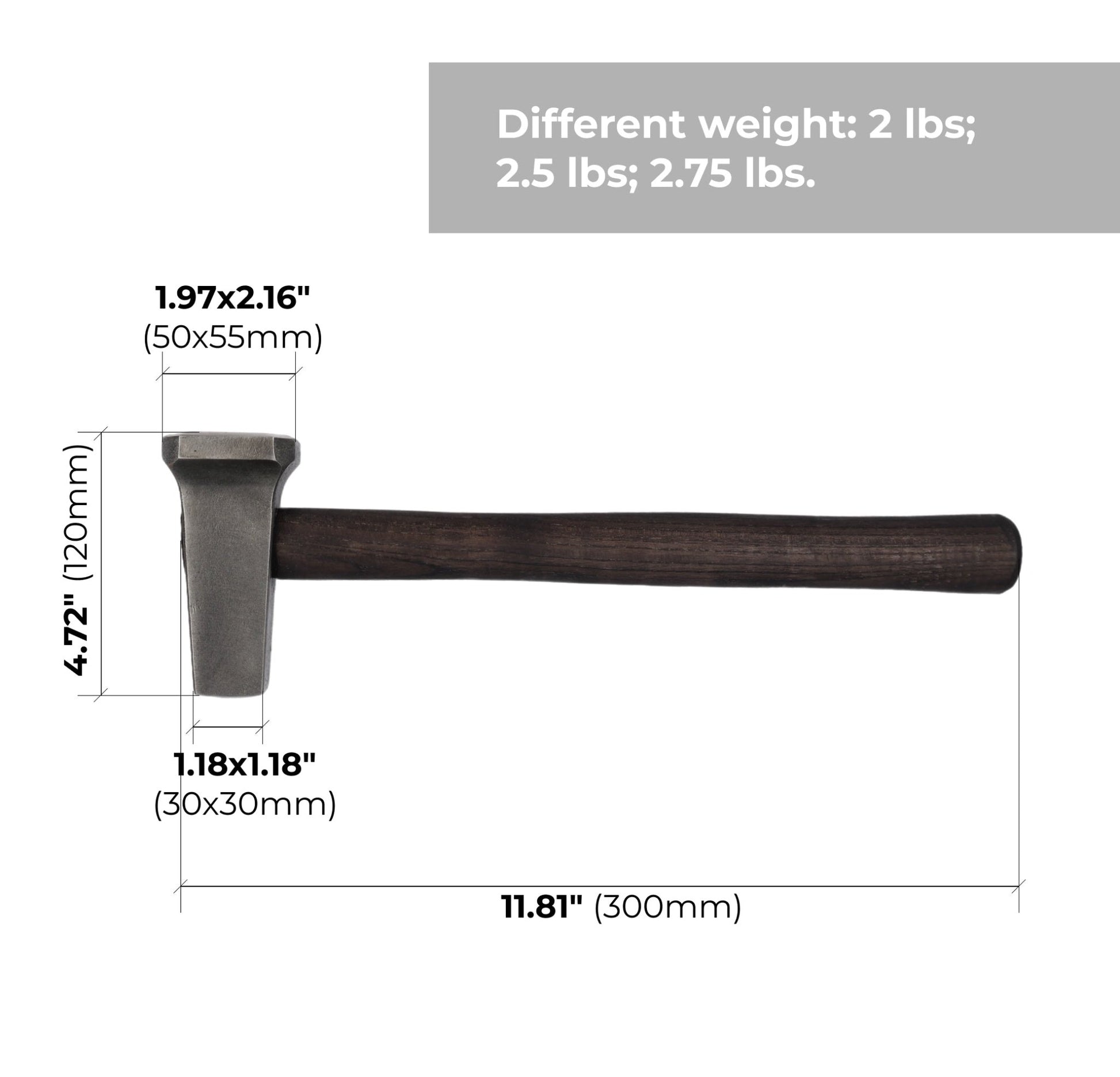 Blacksmith Hammer (Flatter) 2.5lbs – Precision Tool for Professional Forging - StrictBlacksmith