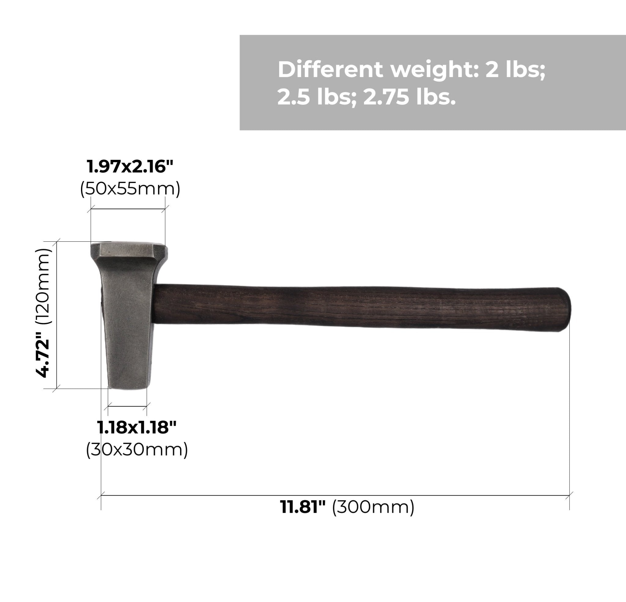 Blacksmith Hammer (Flatter) 2.5lbs – Precision Tool for Professional Forging - StrictBlacksmith