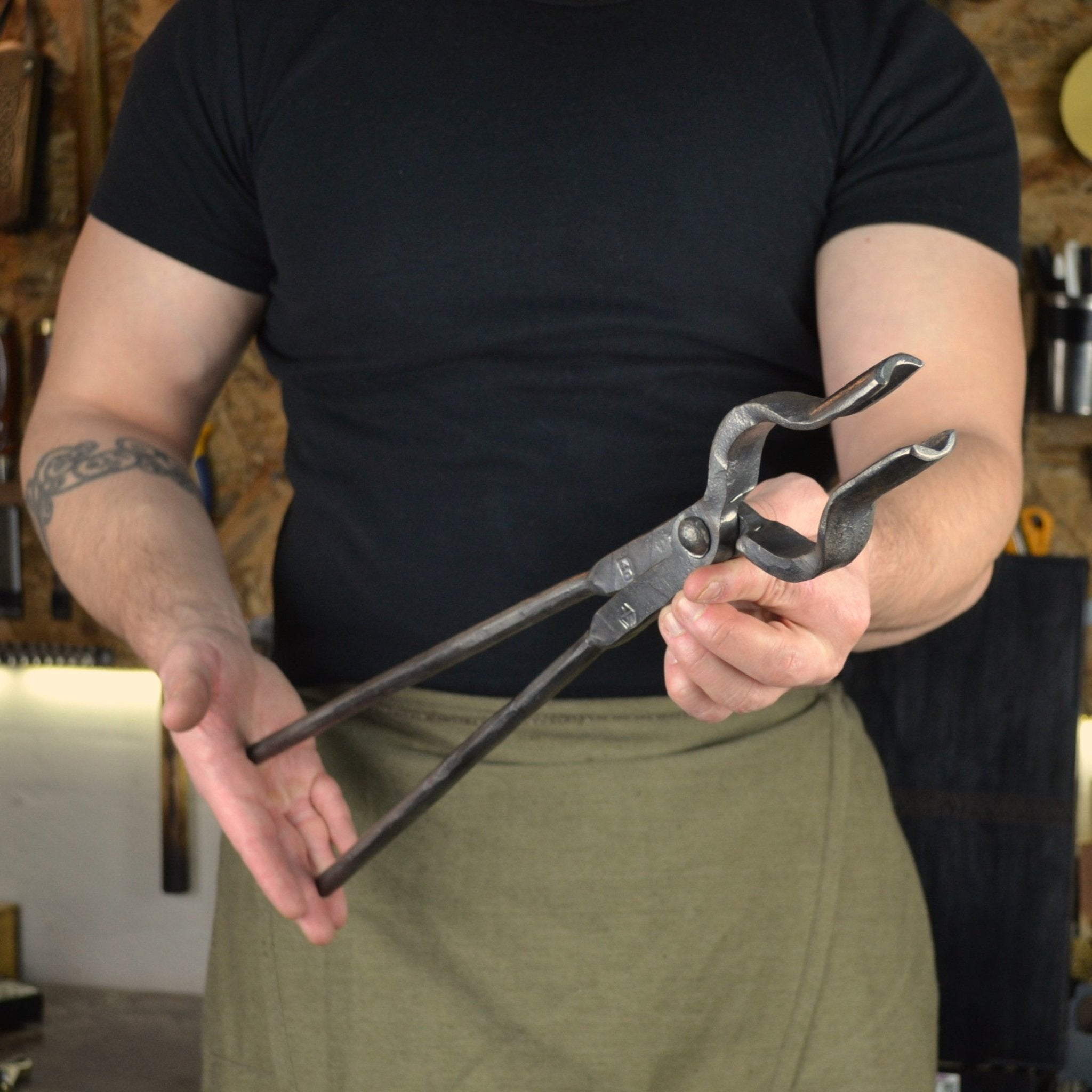 Blacksmithing Round Jaw Tongs: Precision Forging Tool - StrictBlacksmith