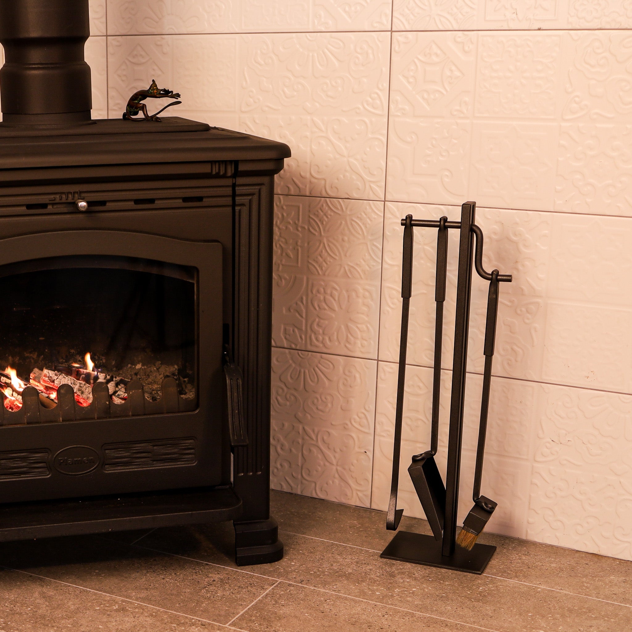 Fireplace Tool Set – Hand Forged Fireplace Accessories - StrictBlacksmith
