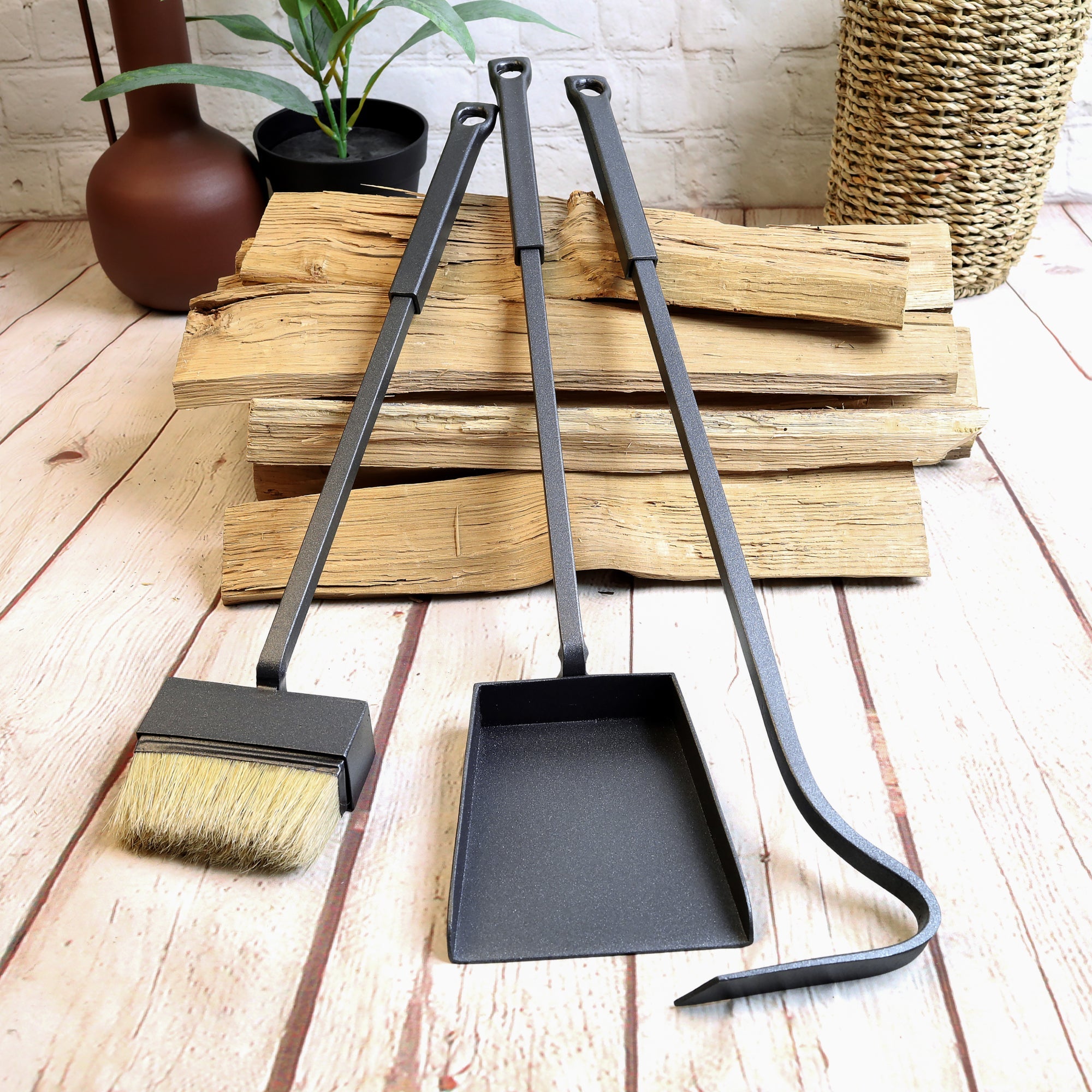 Fireplace Tool Set – Hand Forged Fireplace Accessories - StrictBlacksmith