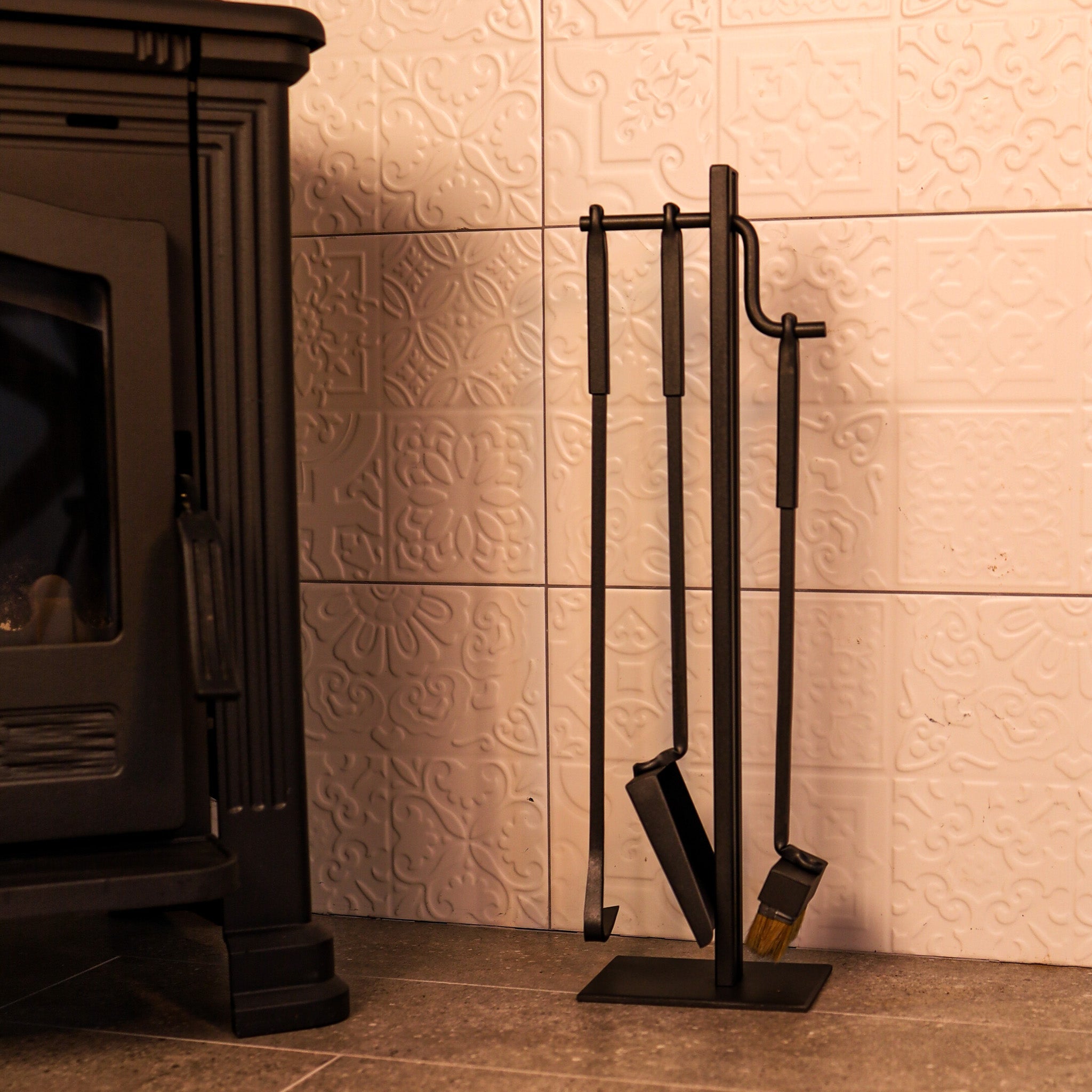 Fireplace Tool Set – Hand Forged Fireplace Accessories - StrictBlacksmith