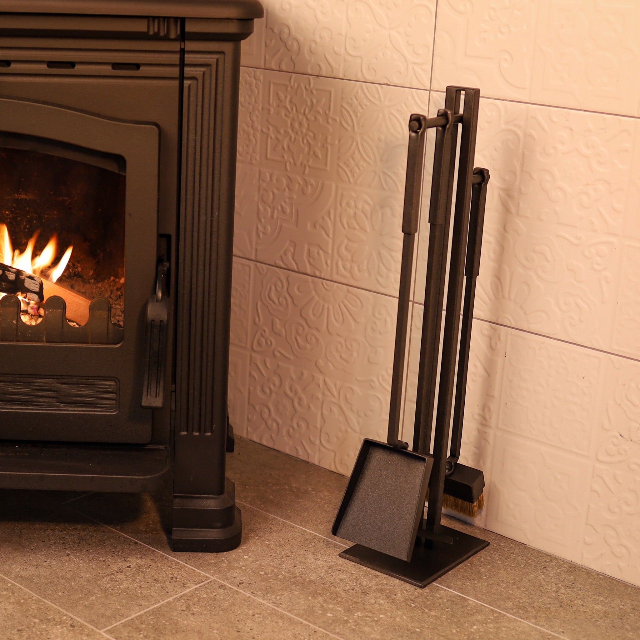 Fireplace Tool Set – Hand Forged Fireplace Accessories - StrictBlacksmith