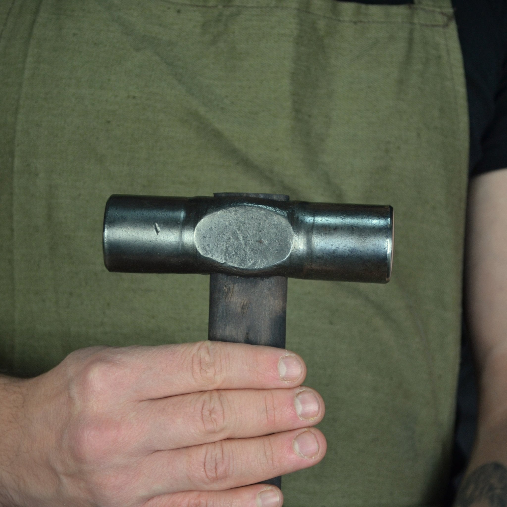 Hand-forged planishing hammer - Double headed round hammer for blacksmith - StrictBlacksmith