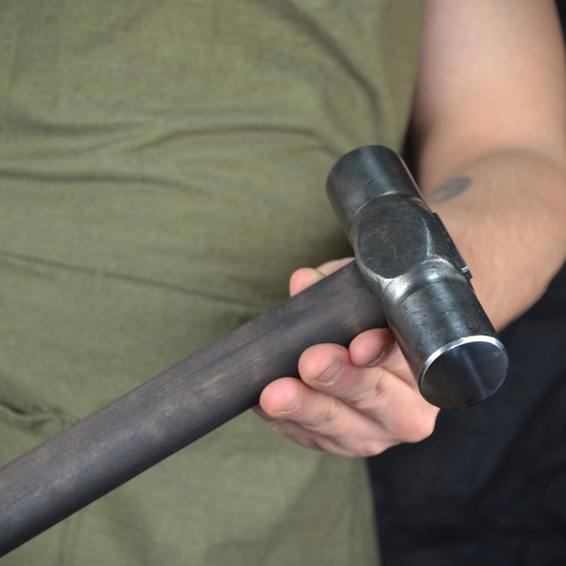 Hand-forged planishing hammer - Double headed round hammer for blacksmith - StrictBlacksmith