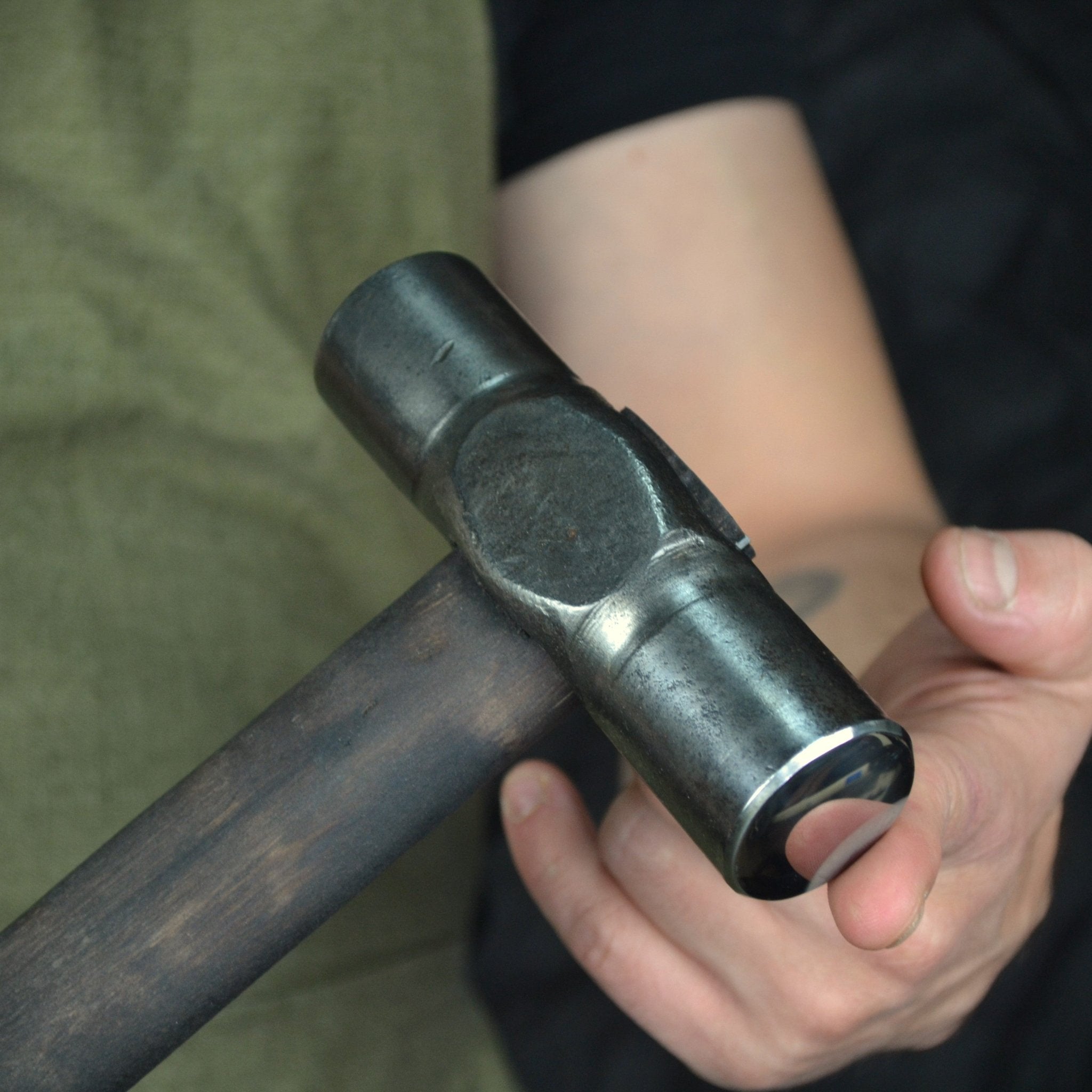 Hand-forged planishing hammer - Double headed round hammer for blacksmith - StrictBlacksmith