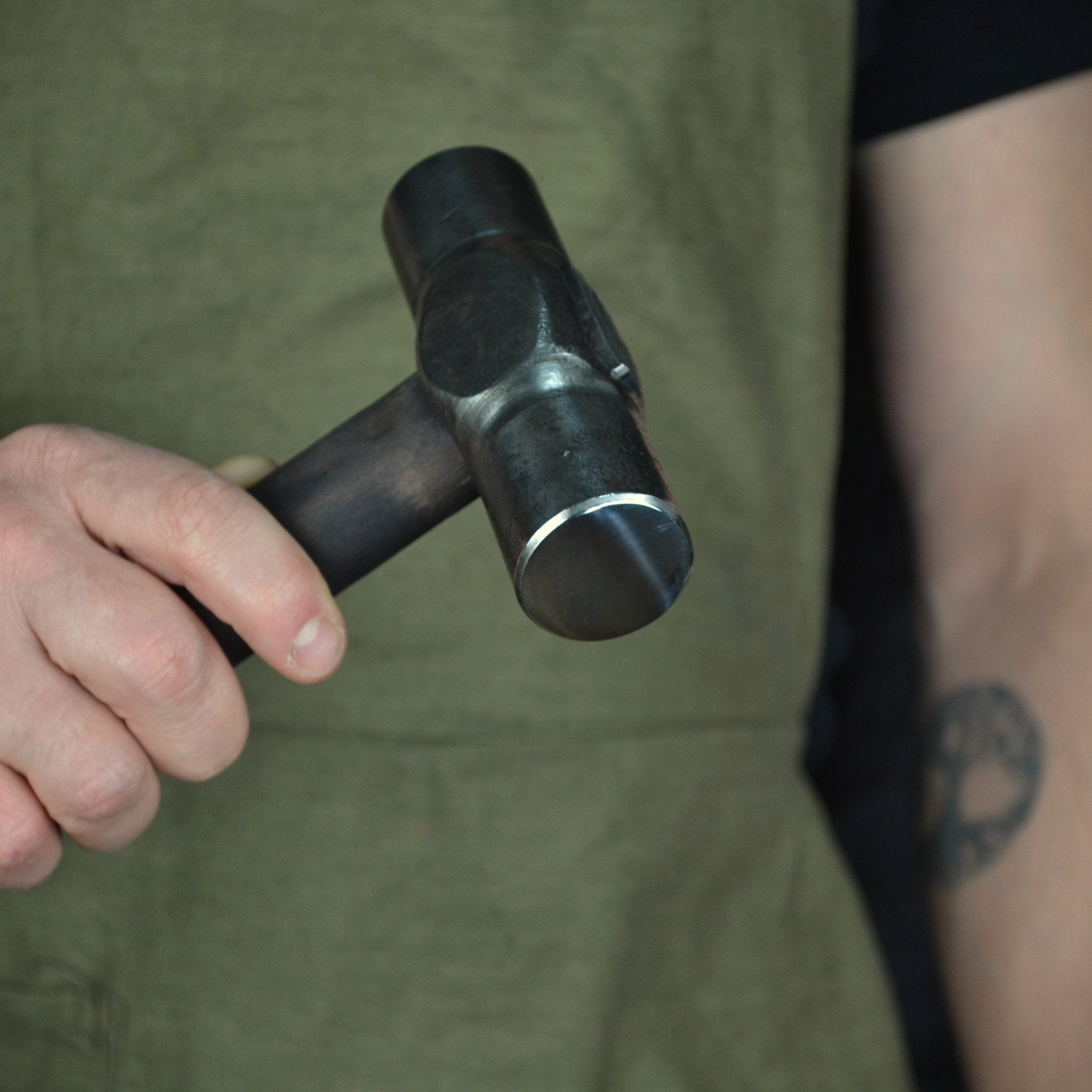 Hand-forged planishing hammer - Double headed round hammer for blacksmith - StrictBlacksmith