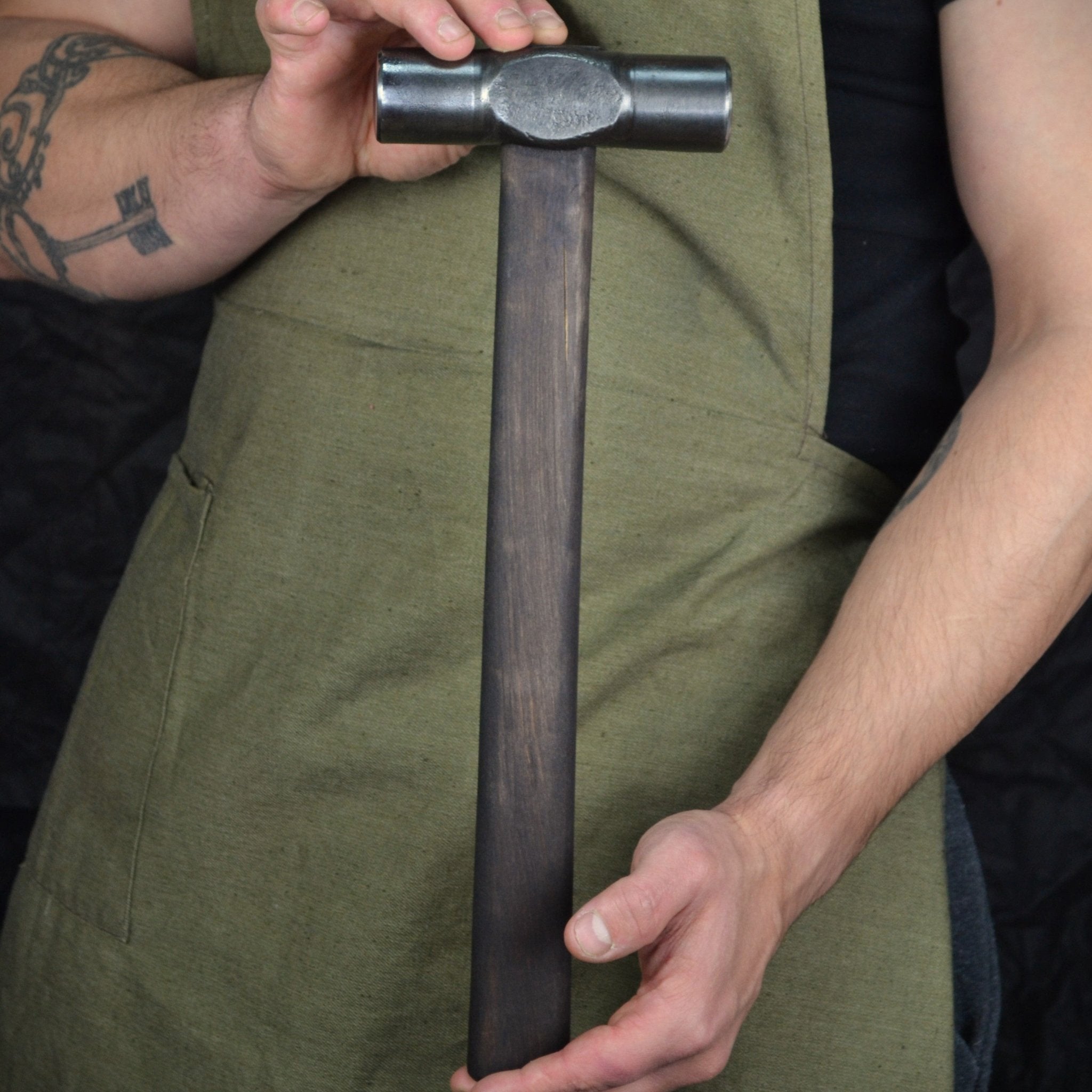 Hand-forged planishing hammer - Double headed round hammer for blacksmith - StrictBlacksmith