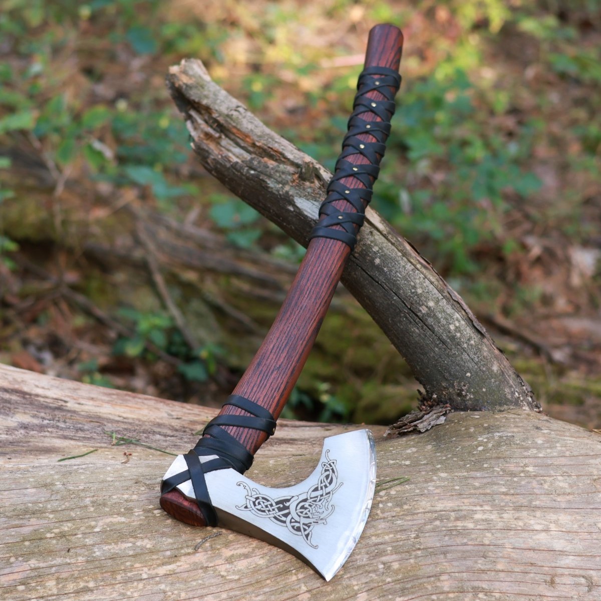 Handmade Norse axe ''Njord" with gently leather wrap from AncientSmithy