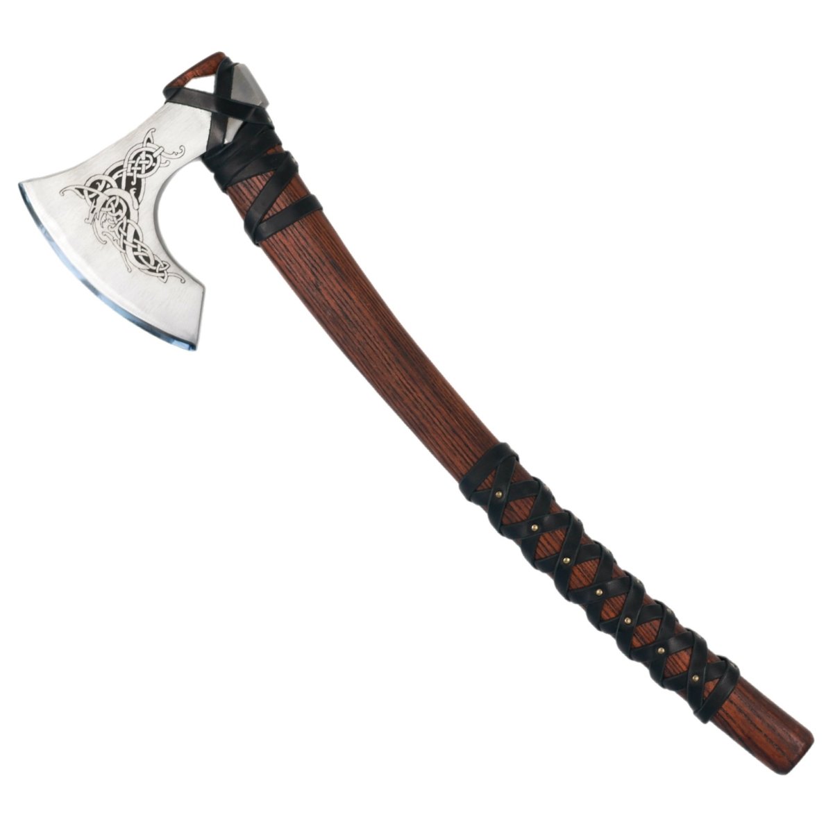 Handmade Norse axe ''Njord" with gently leather wrap from AncientSmithy