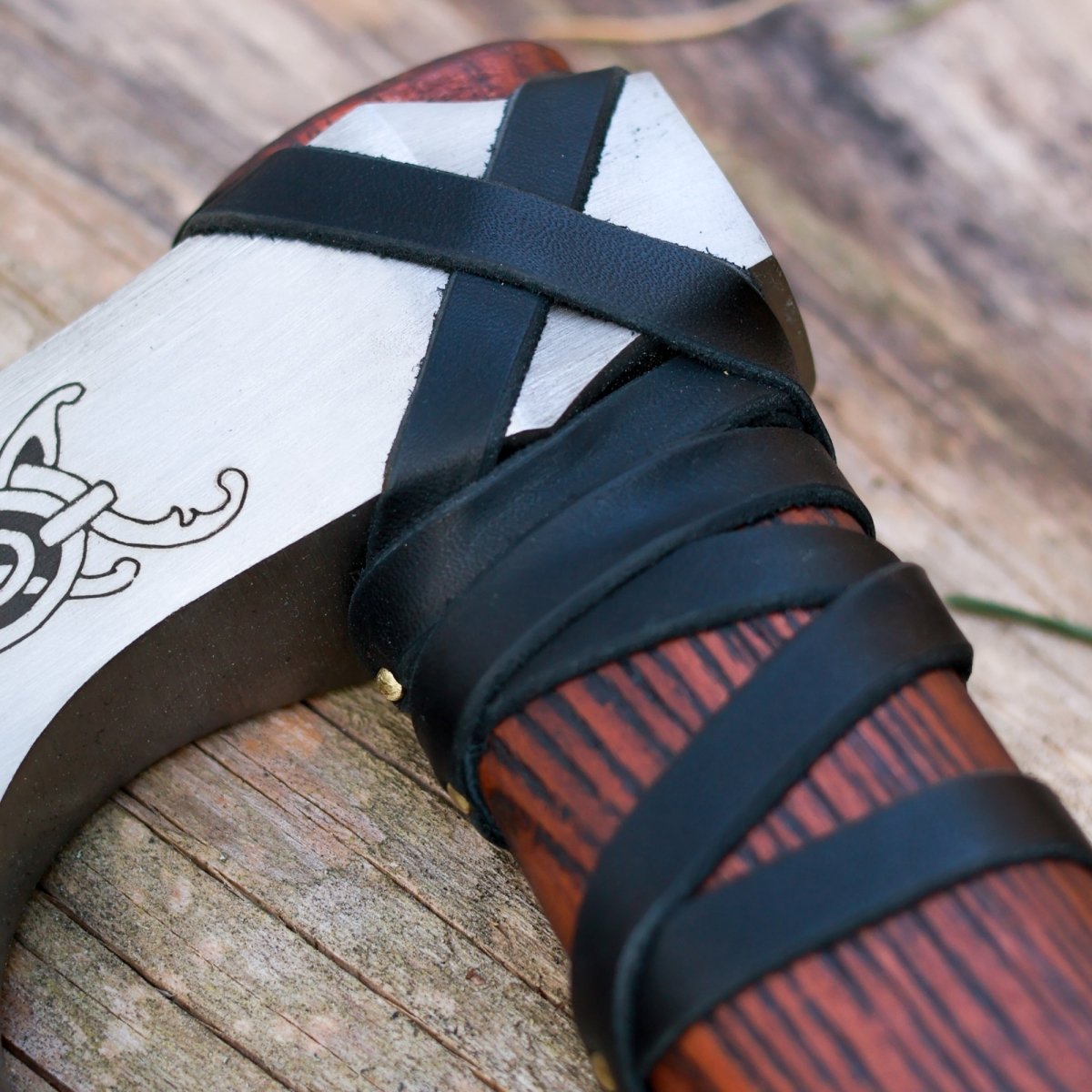 Handmade Norse axe ''Njord" with gently leather wrap from AncientSmithy