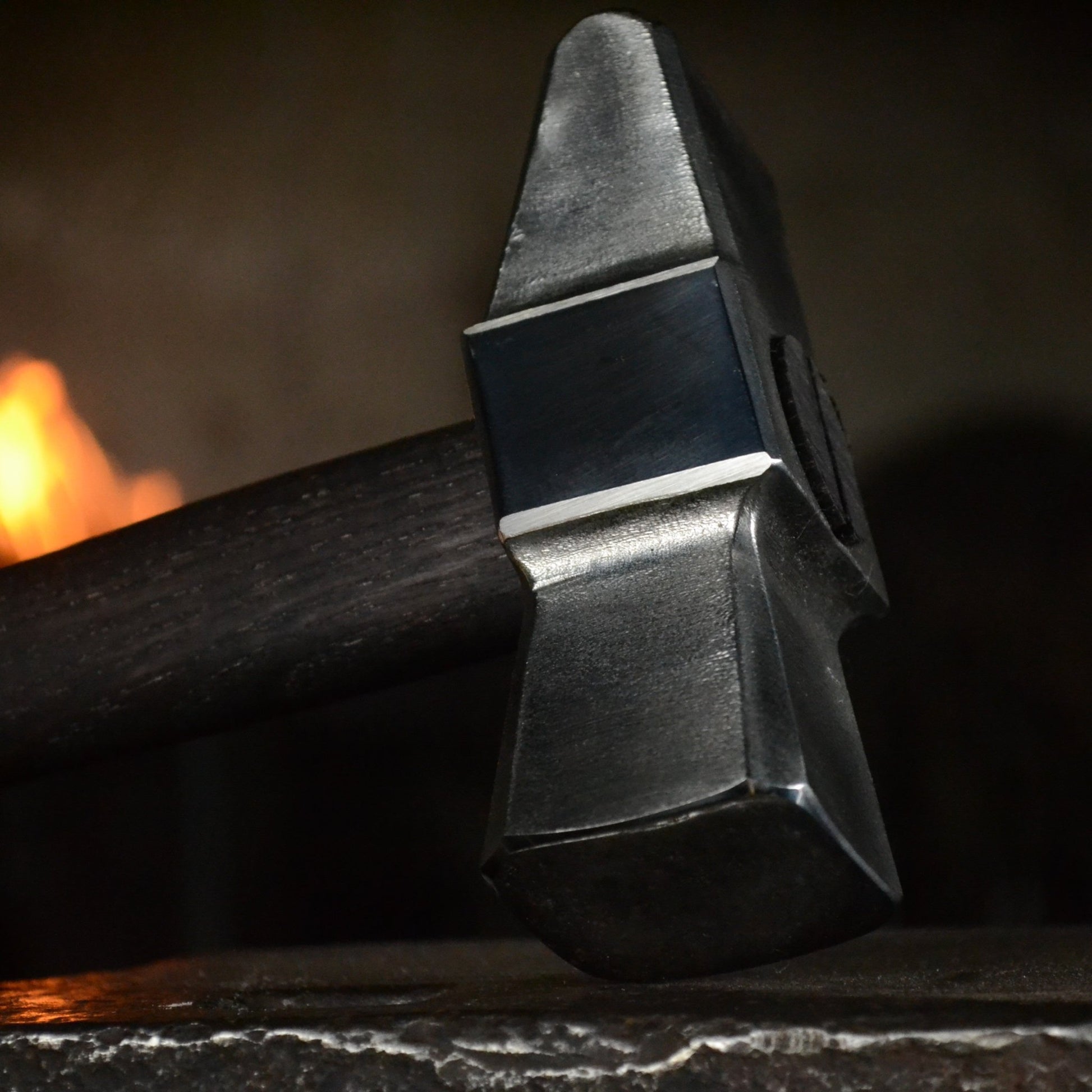 Professional Blacksmith Cross Peen Hammer – Hand Forged AISI 1080 Steel – 2,5 lbs Forging Hammer – Ash Wood Handle - StrictBlacksmith