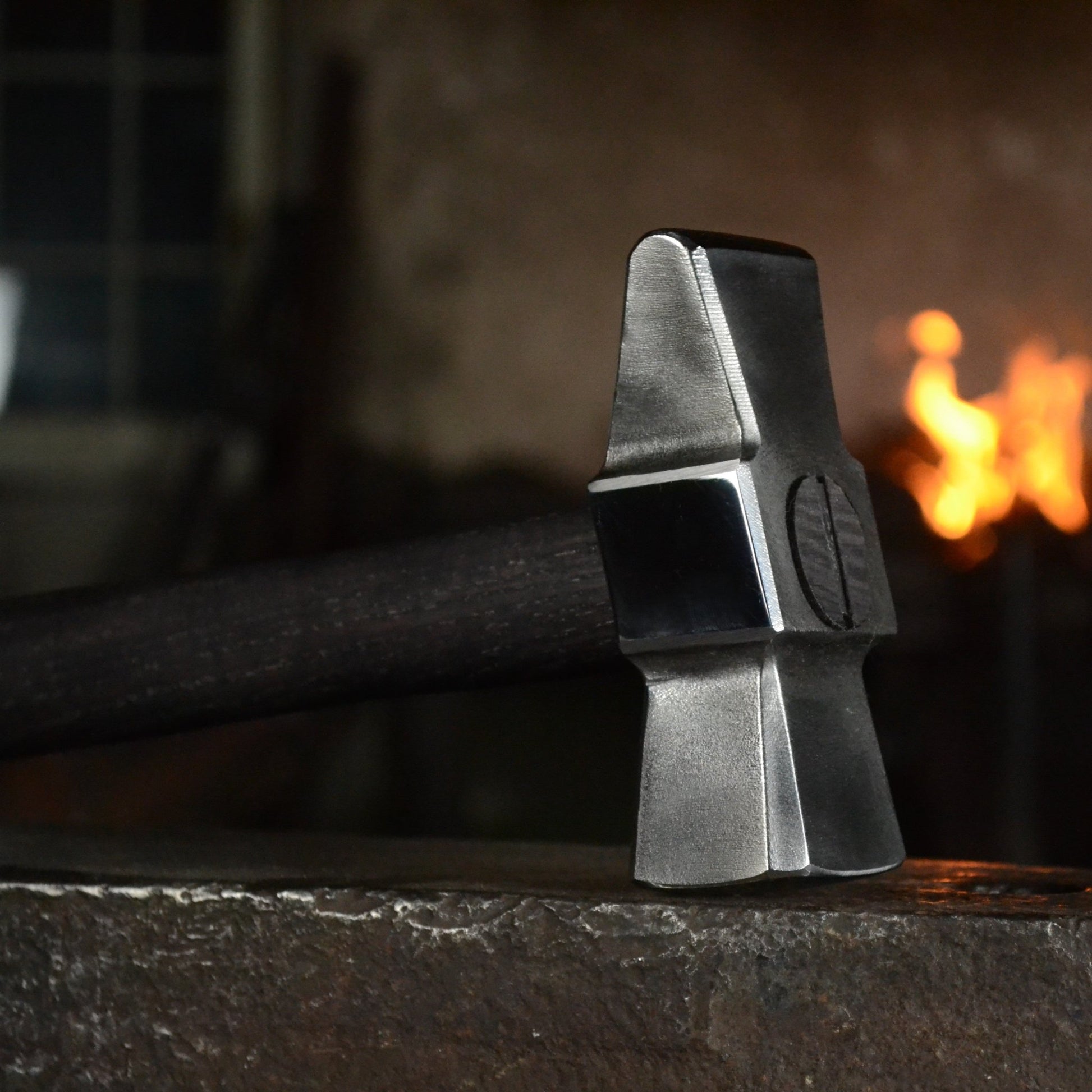 Professional Blacksmith Cross Peen Hammer – Hand Forged AISI 1080 Steel – 2,5 lbs Forging Hammer – Ash Wood Handle - StrictBlacksmith