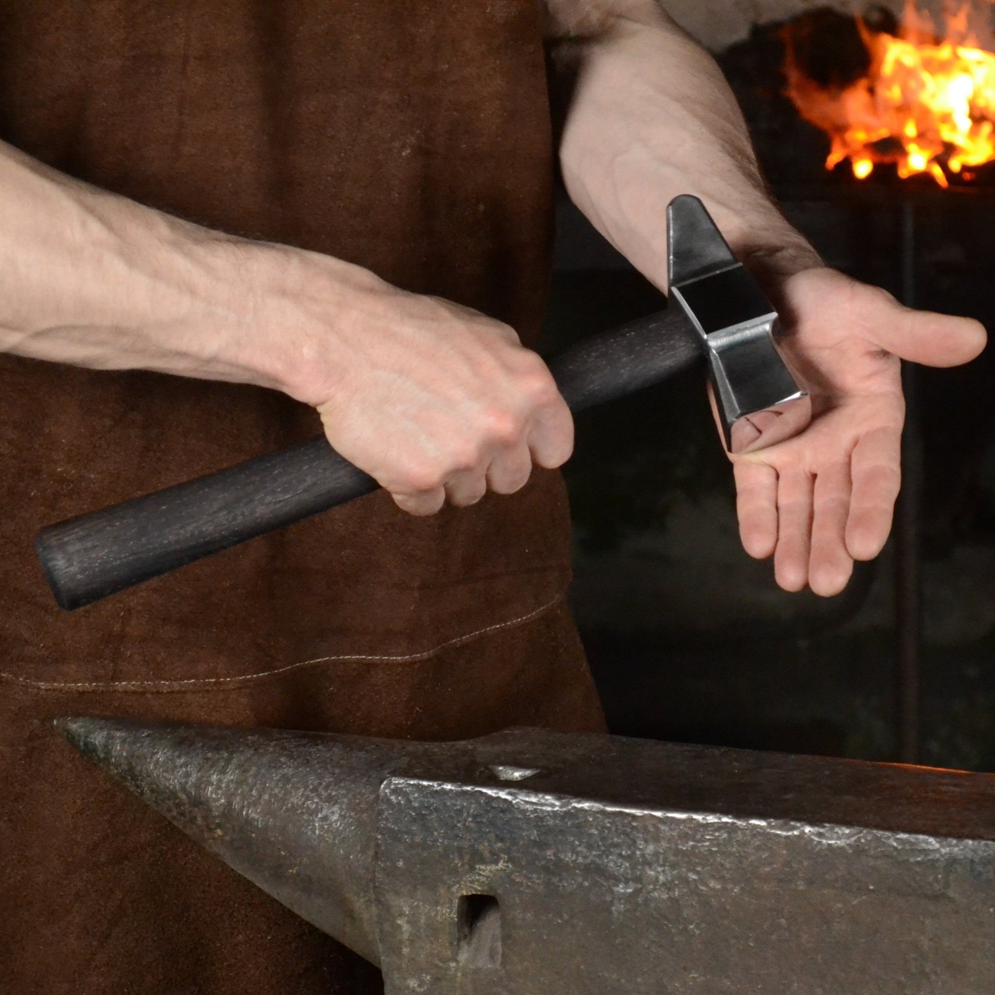 Professional Blacksmith Cross Peen Hammer – Hand Forged AISI 1080 Steel – 2,5 lbs Forging Hammer – Ash Wood Handle - StrictBlacksmith
