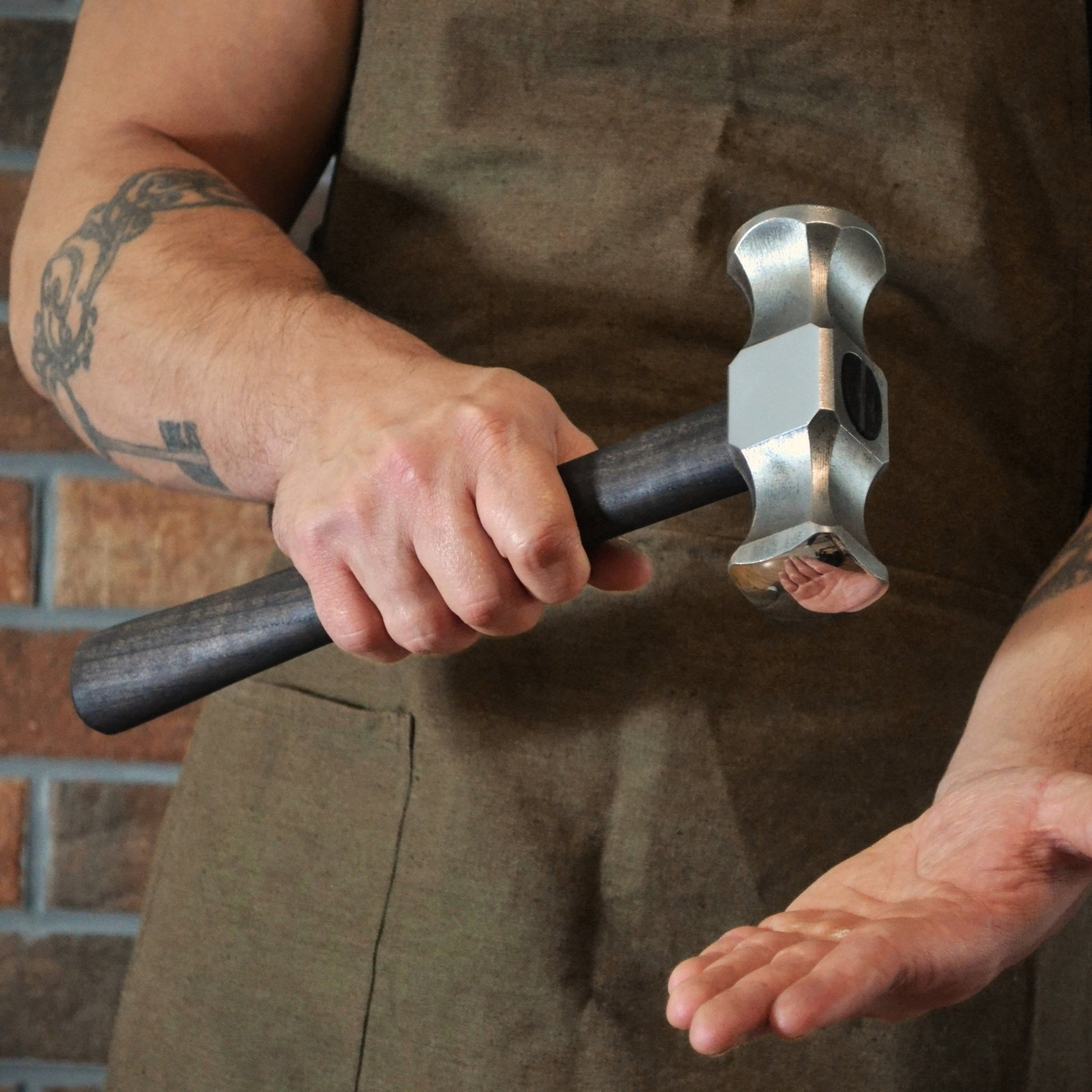 Professional Blacksmith Rounding Hammer – 2lb Forged Steel Hammer | Double-Faced Tool for Forging & Shaping - StrictBlacksmith