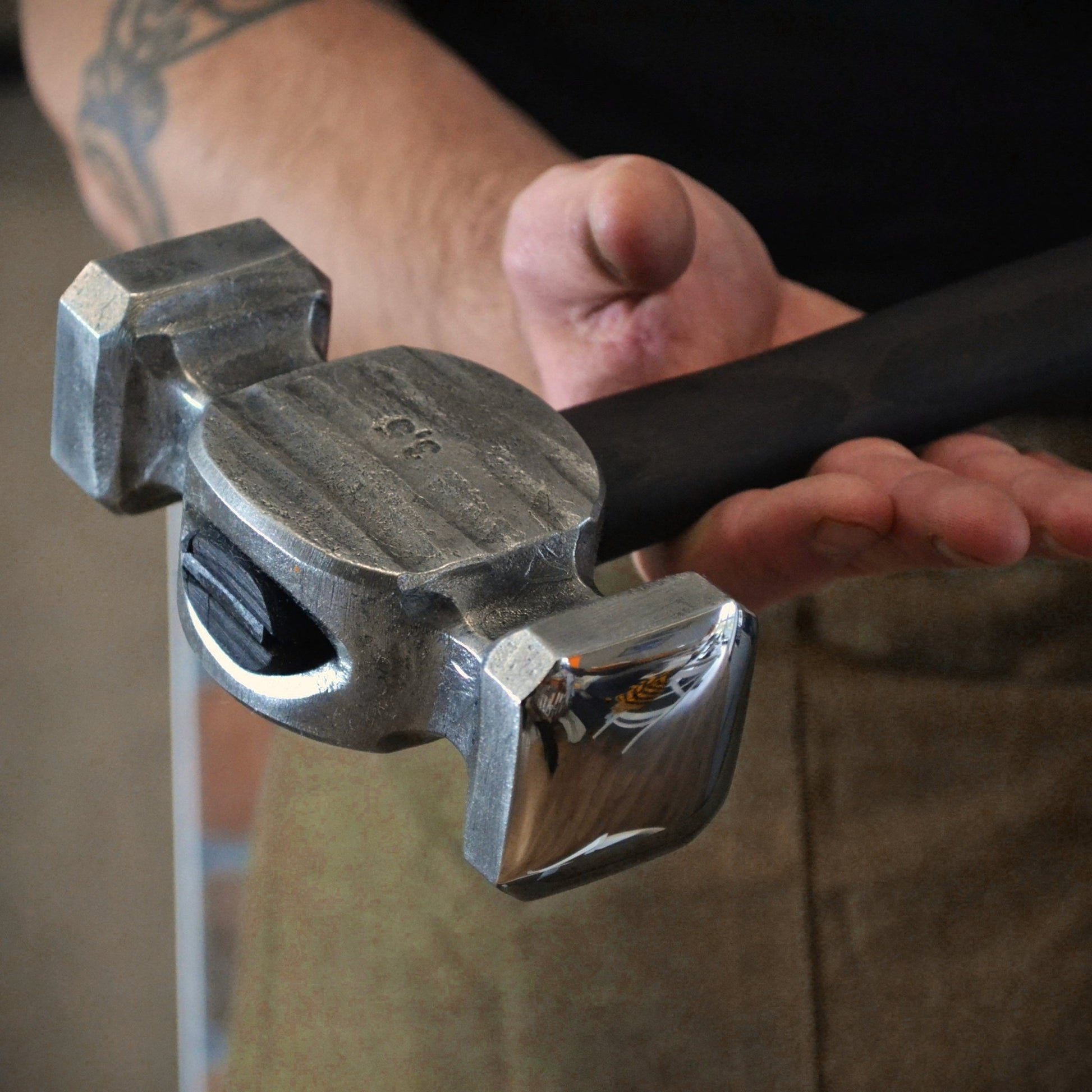 Square Circle Rounding Hammer for Blacksmith Masters 50-52(HRC) AISI 1080 High Carbon Steel - StrictBlacksmith