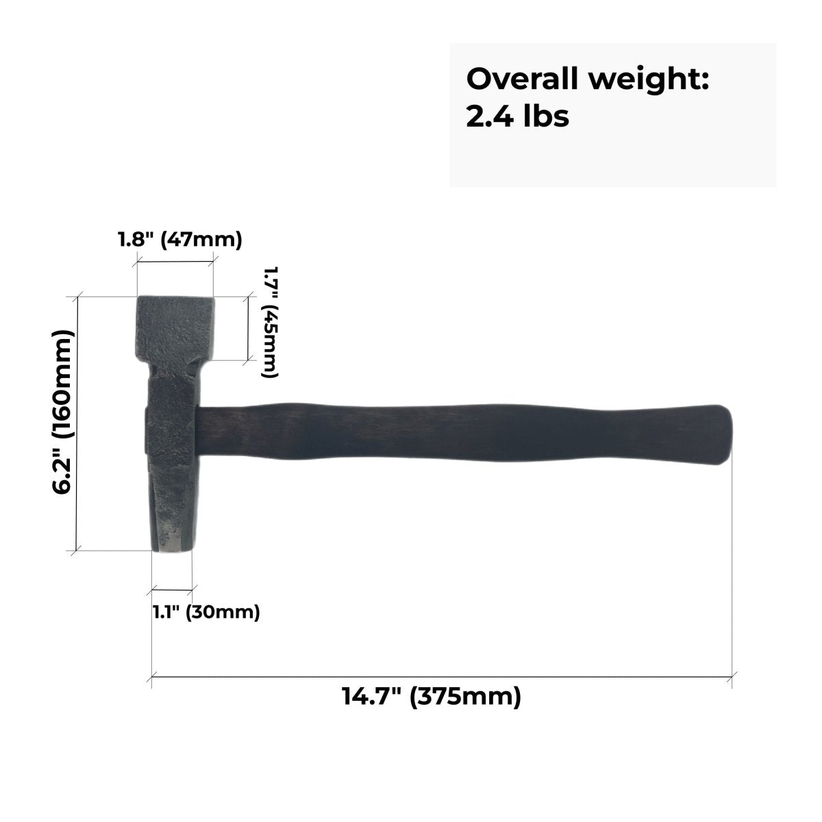 Blacksmiths top fuller hammer 2.4lbs - Premium blacksmithing tools from AncientSmithy