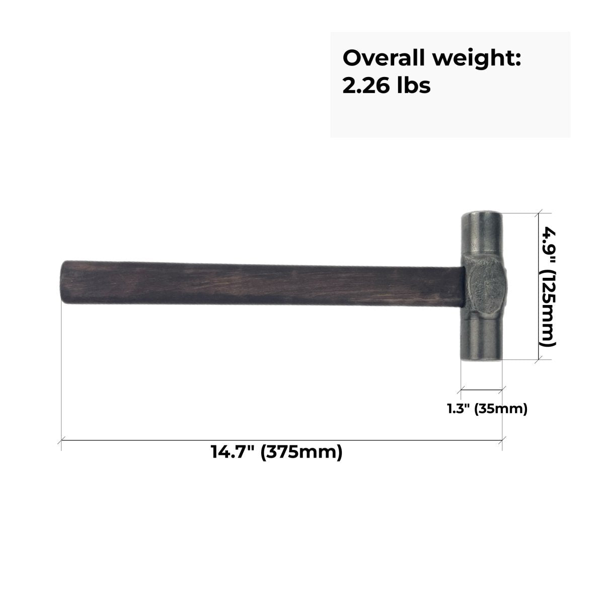 Hand-forged planishing hammer - Double headed round hammer for blacksmith - StrictBlacksmith