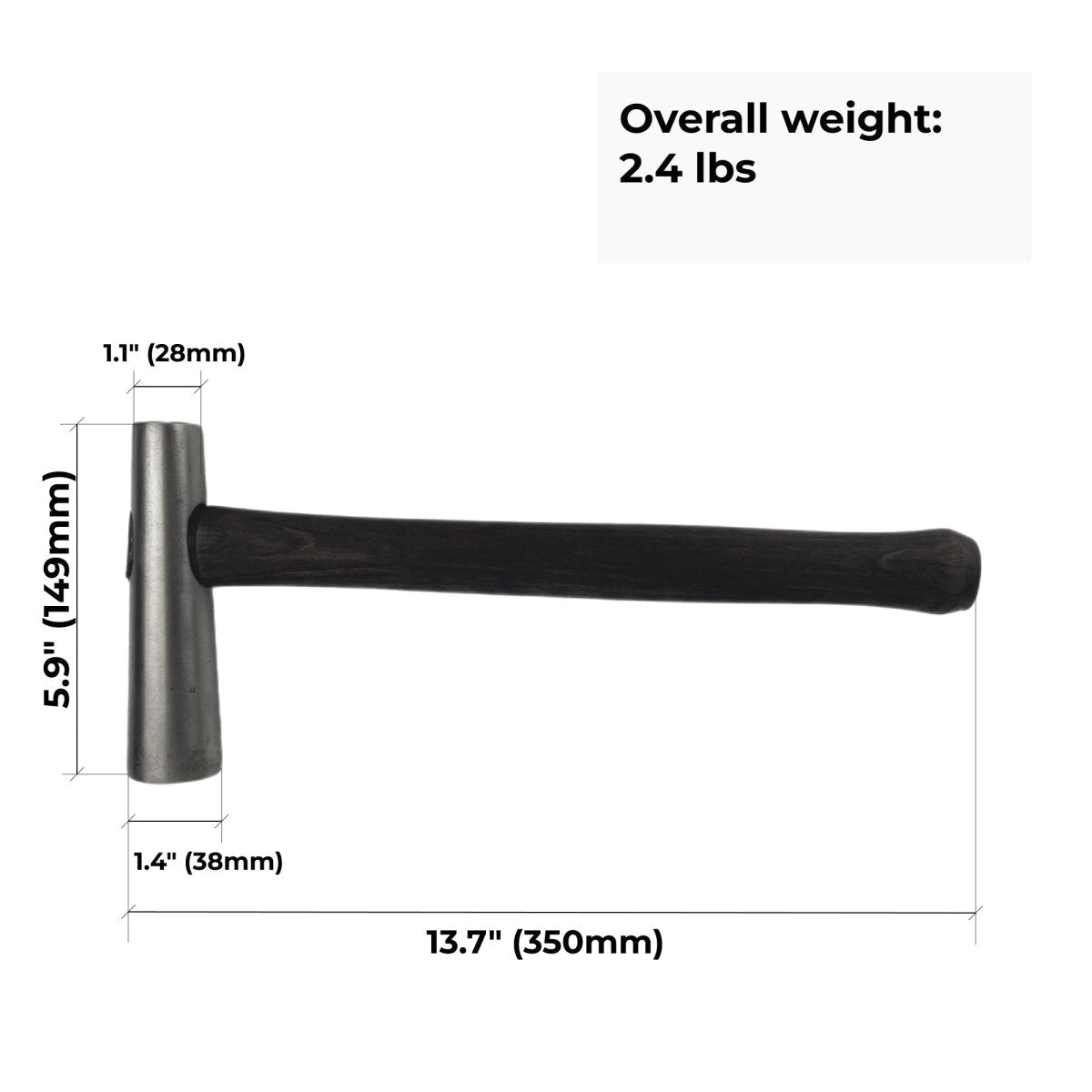 Japanese Blacksmithing Double Headed Round Hammer 2.4 lbs - StrictBlacksmith